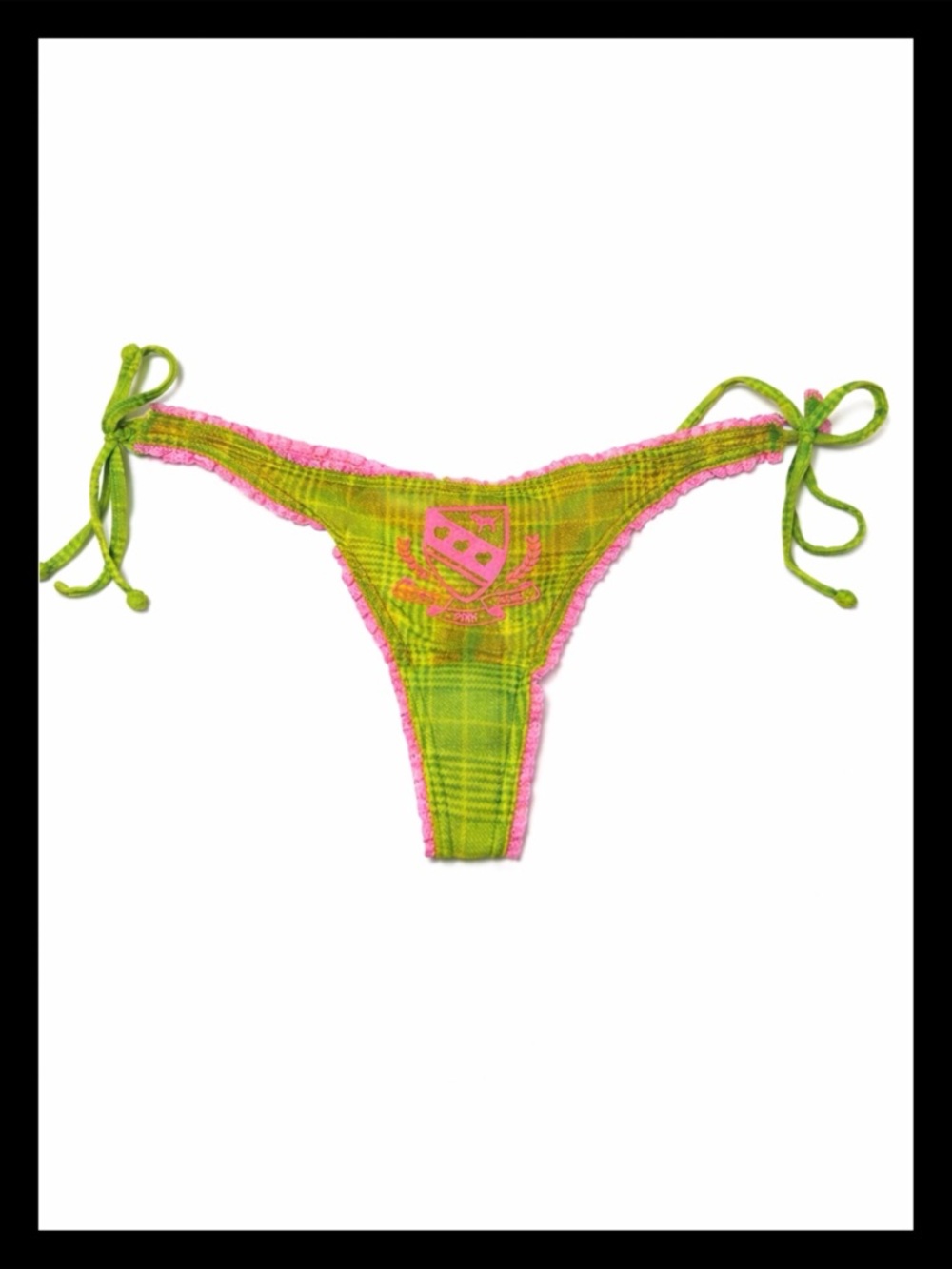 💕ⓅⒾⓃⓀ ⓋⓈ VINTAGE/RARE/HTF Dog & Crest Logo Sheer Thong  Panties NWT💕